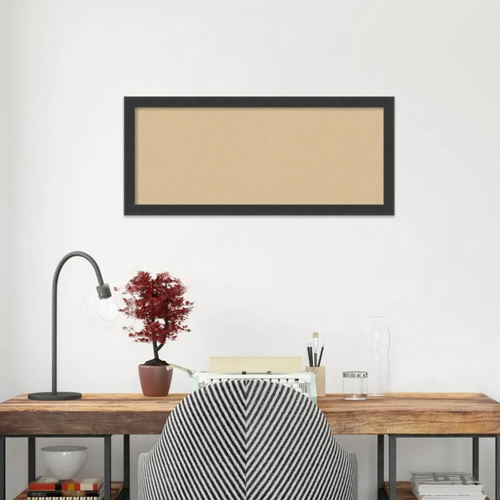 Cork Board, Mezzanotte Black Wood Frame - Bulletin Board, Organization Board, Pin Board
