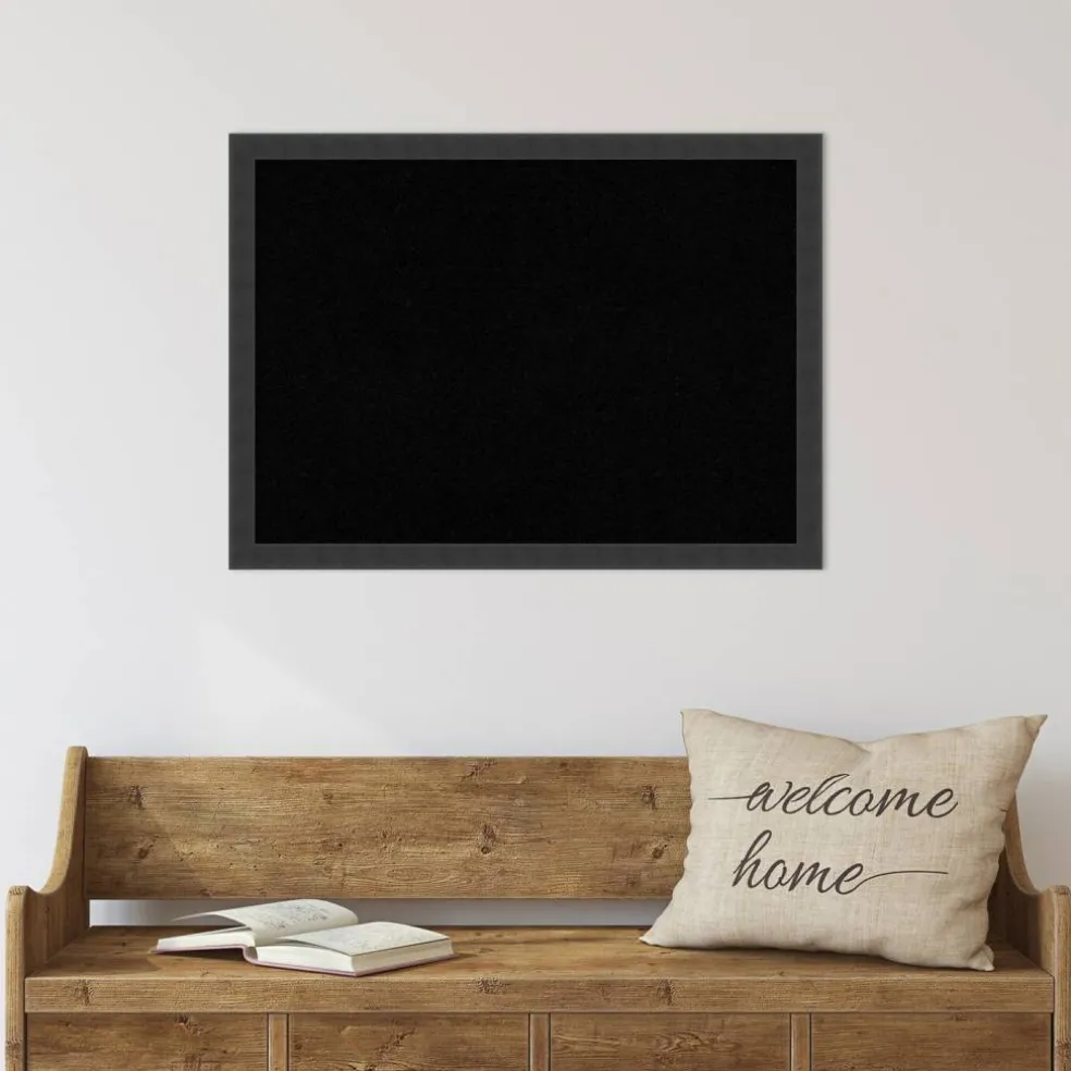 Cork Board, Mezzanotte Black Wood Frame - Bulletin Board, Organization Board, Pin Board