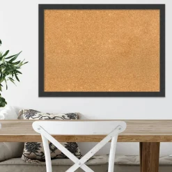 Cork Board, Mezzanotte Black Wood Frame - Bulletin Board, Organization Board, Pin Board