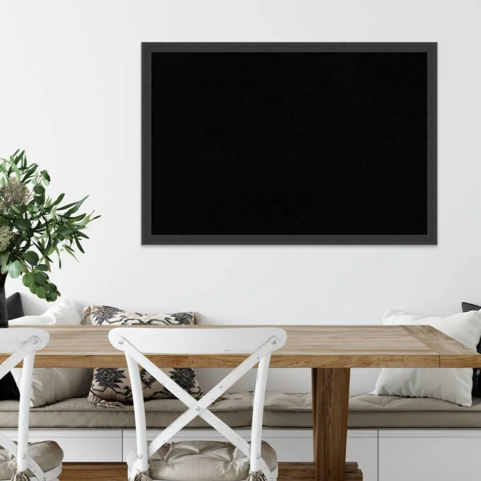 Cork Board, Mezzanotte Black Wood Frame - Bulletin Board, Organization Board, Pin Board