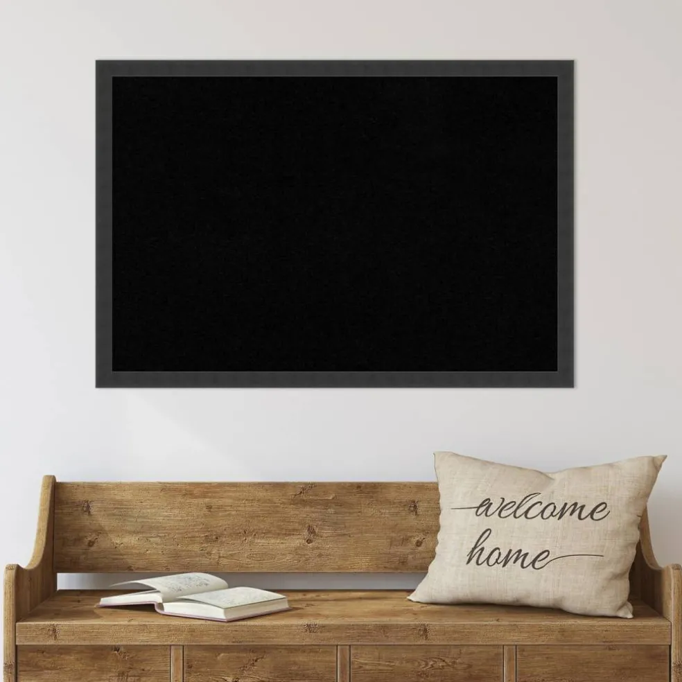 Cork Board, Mezzanotte Black Wood Frame - Bulletin Board, Organization Board, Pin Board