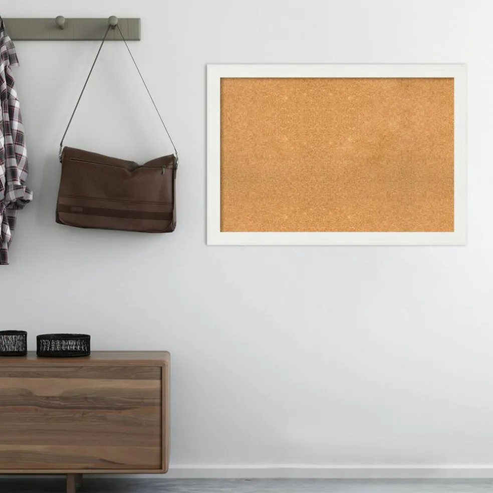 Cork Board, Vanity White Narrow Frame - Bulletin Board, Organization Board, Pin Board