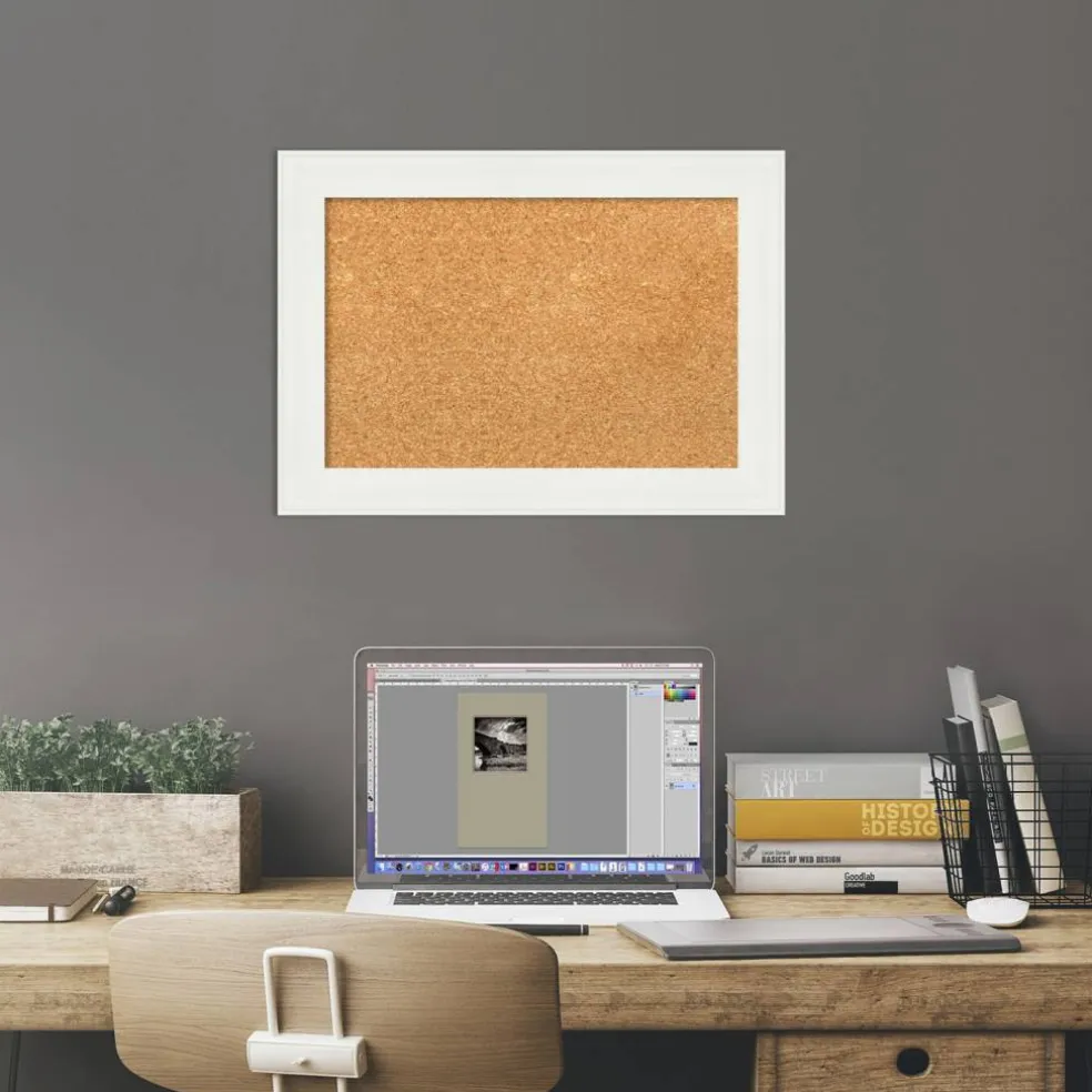 Cork Board, Vanity White Narrow Frame - Bulletin Board, Organization Board, Pin Board