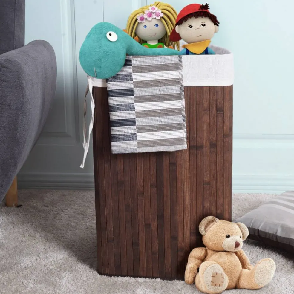 Corner Laundry Hamper Basket with Lid Removable Liner Wicker Black