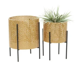 CosmoLiving by Cosmopolitan Gold Metal Mesh Planter Set