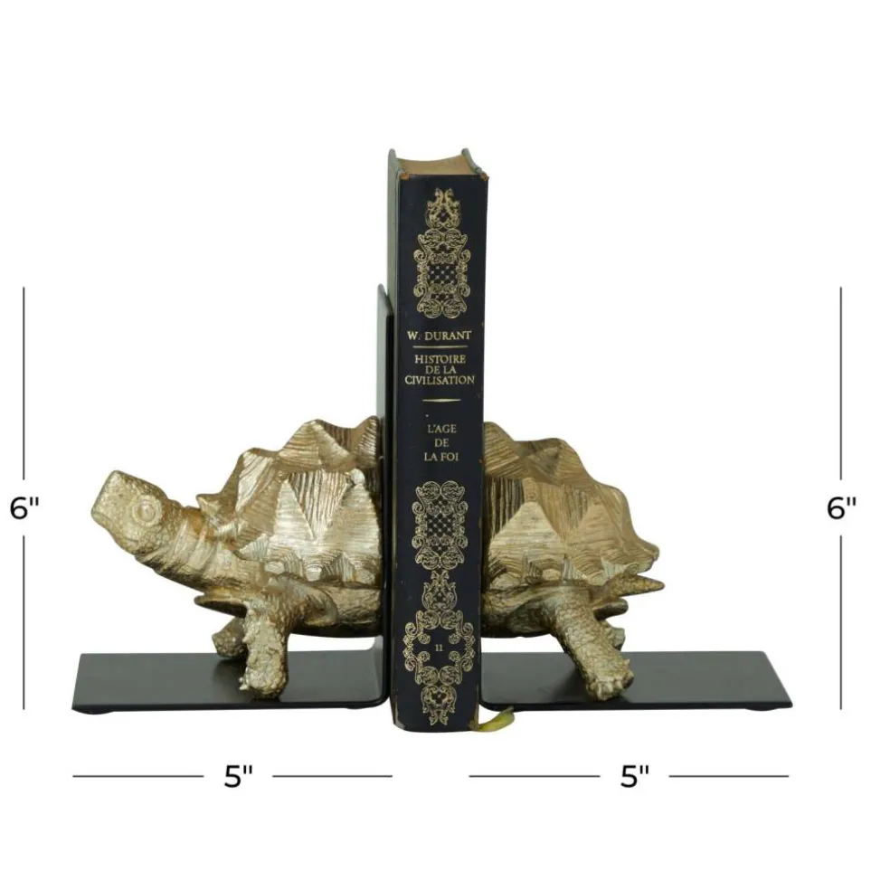 CosmoLiving by Cosmopolitan Brass Polystone Coastal Bookends, 6" x 5" x 4"