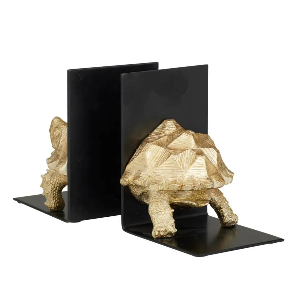 CosmoLiving by Cosmopolitan Brass Polystone Coastal Bookends, 6" x 5" x 4"