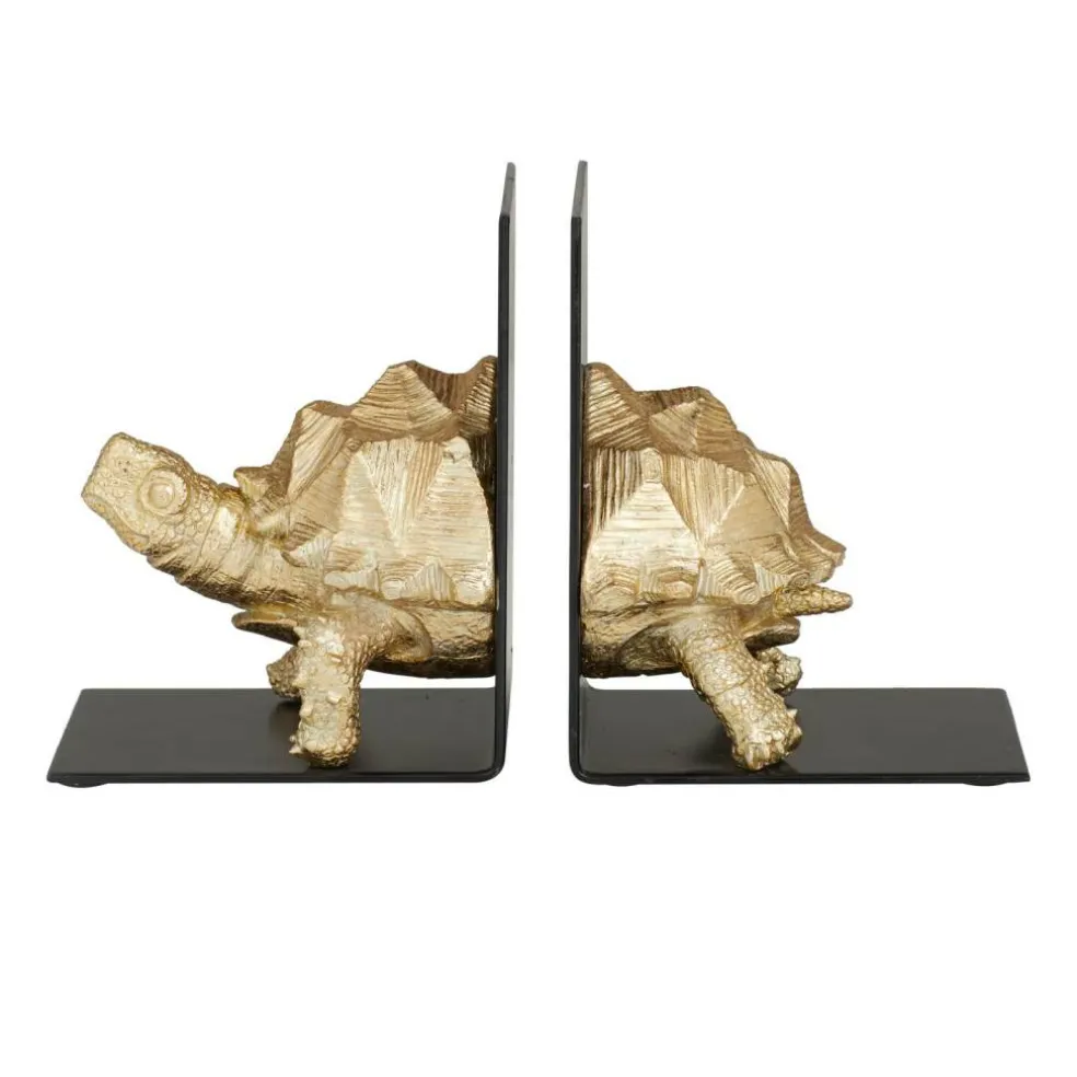 CosmoLiving by Cosmopolitan Brass Polystone Coastal Bookends, 6" x 5" x 4"