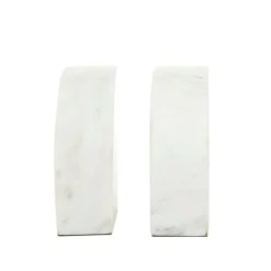 CosmoLiving by Cosmopolitan White Marble Glam Bookends, 6" x 4" x 2"