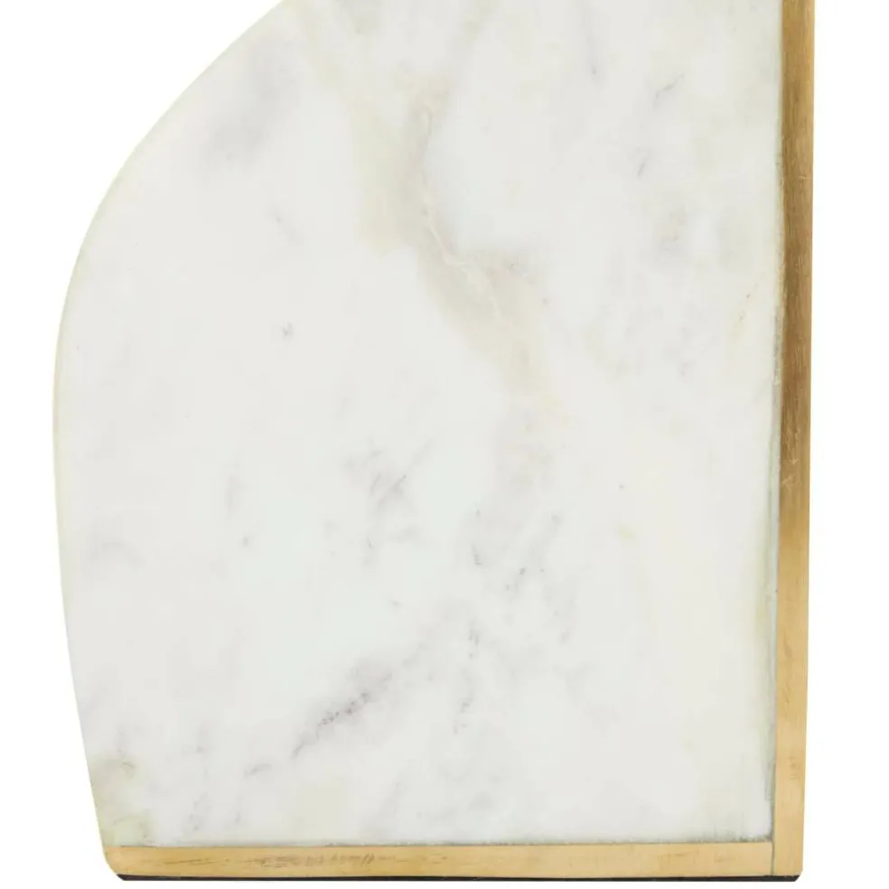 CosmoLiving by Cosmopolitan White Marble Glam Bookends, 6" x 4" x 2"