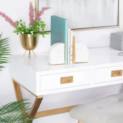 CosmoLiving by Cosmopolitan White Marble Glam Bookends, 6