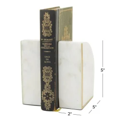 CosmoLiving by Cosmopolitan White Marble Glam Bookends, 6