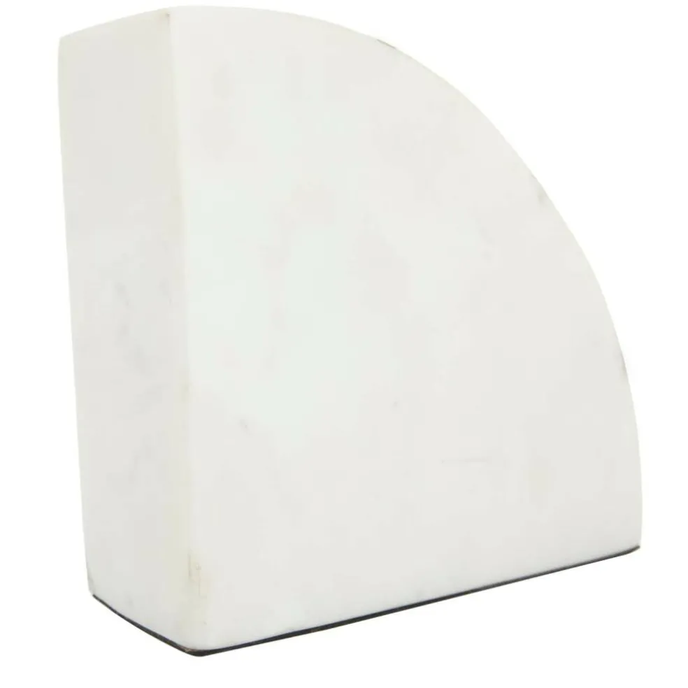 CosmoLiving by Cosmopolitan White Marble Glam Bookends, 5" x 5" x 2"
