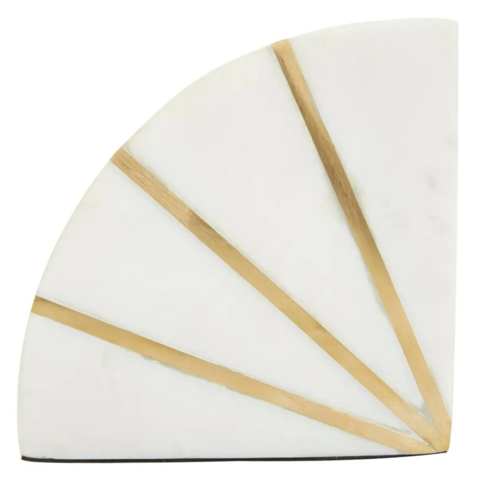 CosmoLiving by Cosmopolitan White Marble Glam Bookends, 5" x 5" x 2"