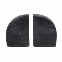 CosmoLiving by Cosmopolitan Set of 2" Black Marble Glam Bookends, 6" x 4" x 2"