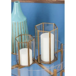 CosmoLiving by Cosmopolitan Gold Glass Modern Lantern Set