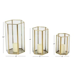 CosmoLiving by Cosmopolitan Gold Glass Modern Lantern Set