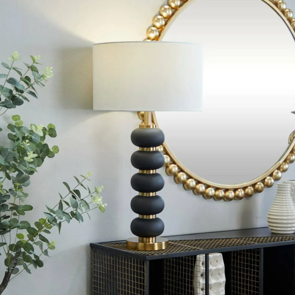CosmoLiving by Cosmopolitan 28" Metal Orbs Style Base with Drum Shade Table Lamp