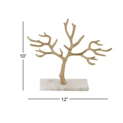 CosmoLiving by Cosmopolitan 10" Gold Marble Jewelry Stand