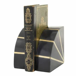 CosmoLiving by Cosmopolitan Black Marble Glam Bookends, 5" x 5" x 2"