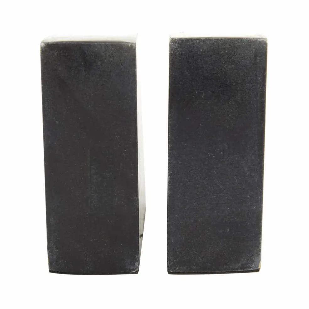 CosmoLiving by Cosmopolitan Black Marble Glam Bookends, 5" x 5" x 2"