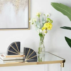 CosmoLiving by Cosmopolitan Black Marble Glam Bookends, 5