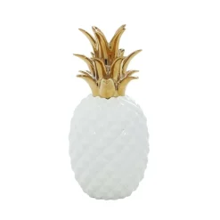 CosmoLiving by Cosmopolitan White Porcelain Modern Decorative Pineapple, 10