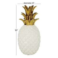 CosmoLiving by Cosmopolitan White Porcelain Modern Decorative Pineapple, 10