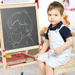 Costway All-in-One Wooden Kid's Art Easel Height Adjustable Paper Roll