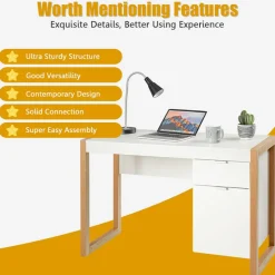 Costway Computer Desk Workstation Table With Drawers Home Office
