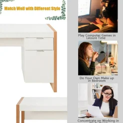 Costway Computer Desk Workstation Table With Drawers Home Office