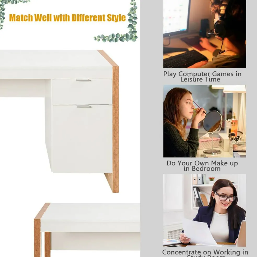 Costway Computer Desk Workstation Table With Drawers Home Office