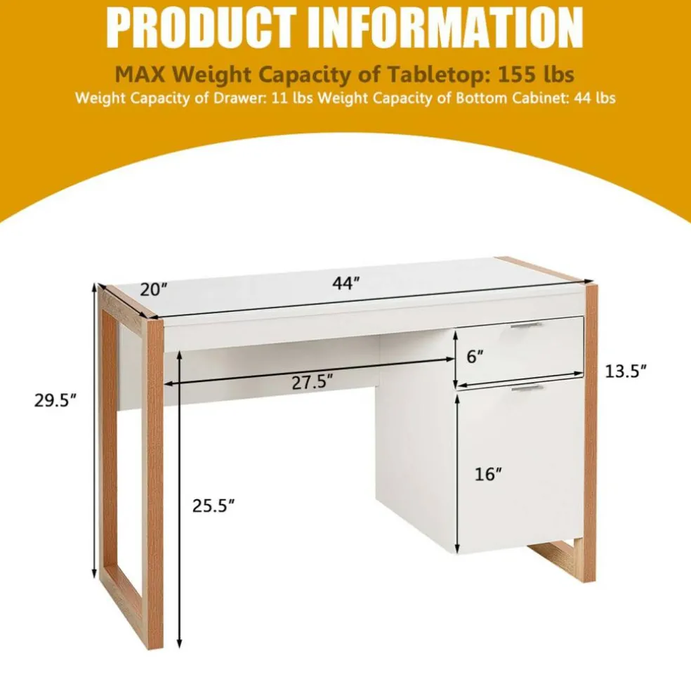Costway Computer Desk Workstation Table With Drawers Home Office