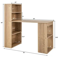 Costway Computer Desk Writing  Workstation Office w/6-Tier Storage Shelves WhiteBlack