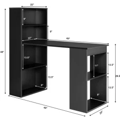 Costway Computer Desk Writing  Workstation Office w/6-Tier Storage Shelves WhiteBlack