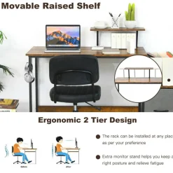 Costway Computer Desk Writing Workstation Home Office w/ Movable Storage Rack & Shelf