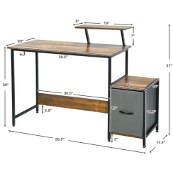 Costway Computer Desk Writing Workstation Home Office w/ Movable Storage Rack & Shelf