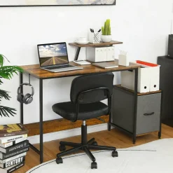 Costway Computer Desk Writing Workstation Home Office w/ Movable Storage Rack & Shelf