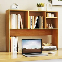 Costway Desk Bookshelf Desktop Storage Organizer Display Shelf Rack Dorm Office Natural/White/Brown