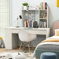 Costway Desk Bookshelf Desktop Storage Organizer Display Shelf Rack Dorm Office Natural/White/Brown