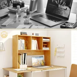 Costway Desk Bookshelf Desktop Storage Organizer Display Shelf Rack Dorm Office Natural/White/Brown