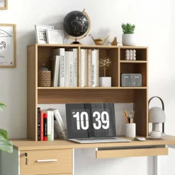 Costway Desk Bookshelf Desktop Storage Organizer Display Shelf Rack Dorm Office Natural/White/Brown