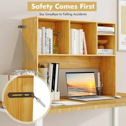 Costway Desk Bookshelf Desktop Storage Organizer Display Shelf Rack Dorm Office Natural/White/Brown