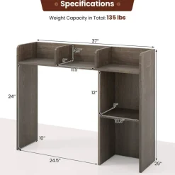 Costway Desk Bookshelf Desktop Storage Organizer Display Shelf Rack Dorm Office Natural/White/Brown