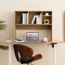 Costway Desk Bookshelf Desktop Storage Organizer Display Shelf Rack Dorm Office Natural/White/Brown