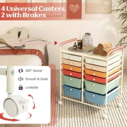 Costway 12 Drawers Rolling Cart Storage Mutlicolor Scrapbook Paper Studio Organizer Bins