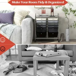 Costway 12 Drawers Rolling Cart Storage Mutlicolor Scrapbook Paper Studio Organizer Bins