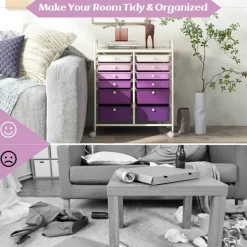 Costway 12 Drawers Rolling Cart Storage Mutlicolor Scrapbook Paper Studio Organizer Bins