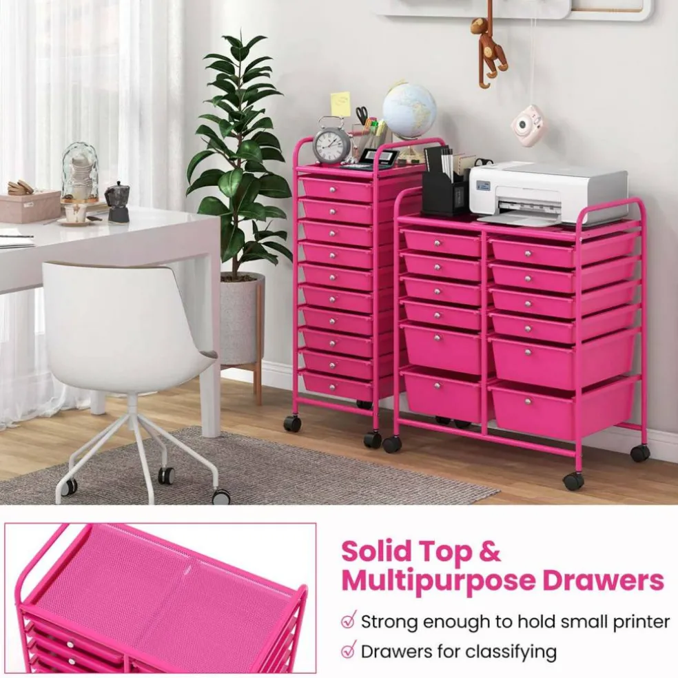 Costway 12 Drawers Rolling Cart Storage Mutlicolor Scrapbook Paper Studio Organizer Bins