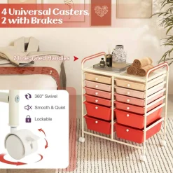 Costway 12 Drawers Rolling Cart Storage Mutlicolor Scrapbook Paper Studio Organizer Bins
